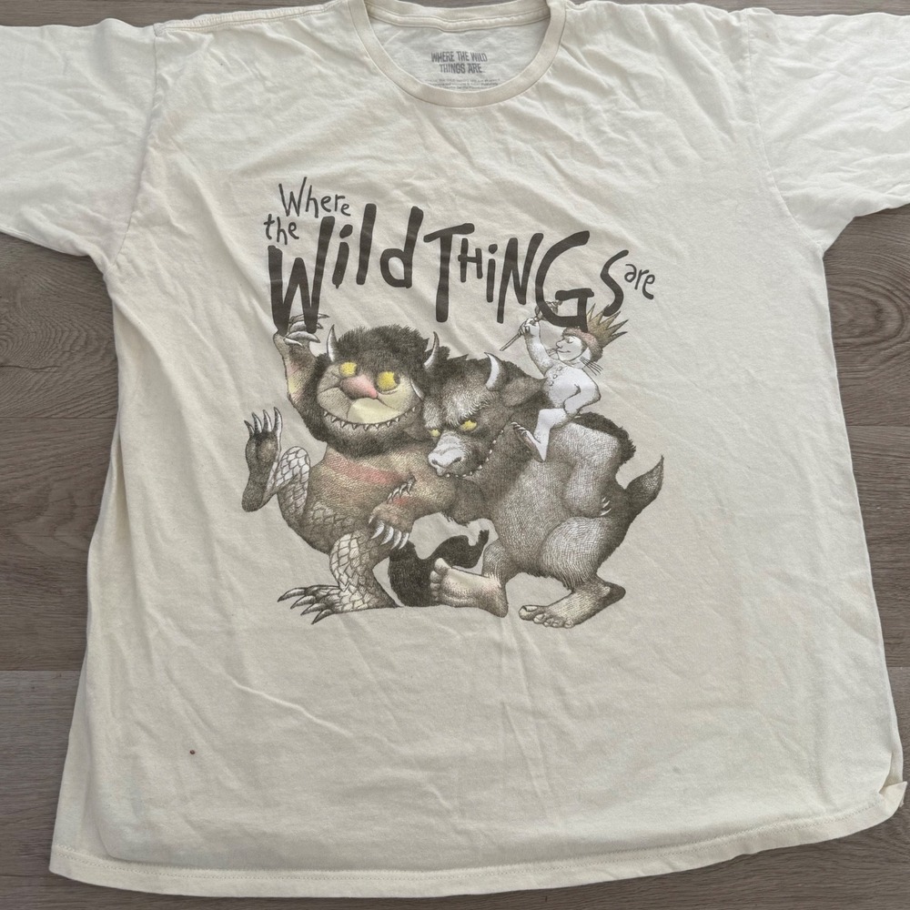 Where the Wild Things Are Graphic T-Shirt Mens XL Cream Maurice Sendak Book Tee